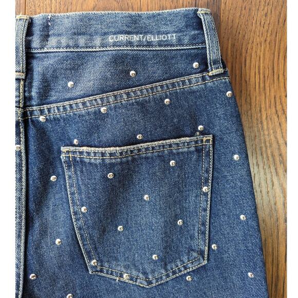 Current/Elliott The Vintage Cropped Slim Studded Jeans 27 - Picture 10 of 10